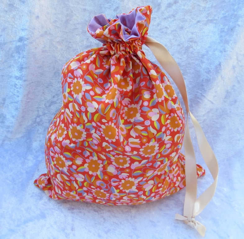 Liberty Tana Lawn drawstring bag, pyjama bag, 32cm x 24cm, lined