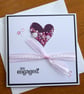 Embellished Heart Engagement Card - Pink