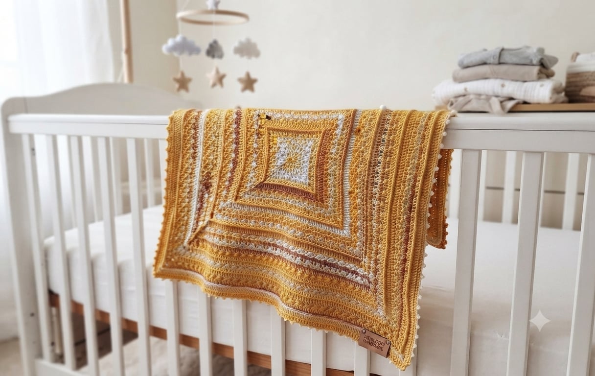 Handmade Crochet Baby Blanket: Imperial Ridge Autumn Nursery Blanket