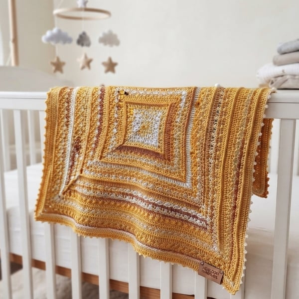 Handmade Crochet Baby Blanket: Imperial Ridge Autumn Nursery Blanket