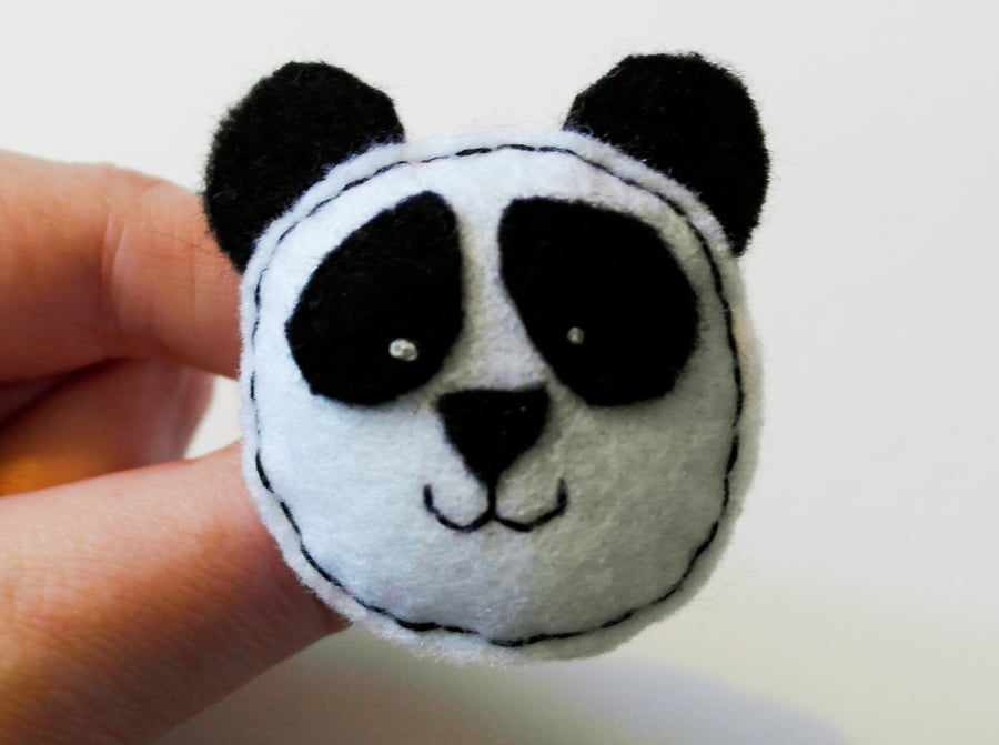 Seconds Sunday Panda Brooch,  Cute Panda Brooch, Handmade Pin