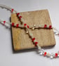 Modern Ruby Drift - Red and Opaline Geometric Glass Necklace - Image 5