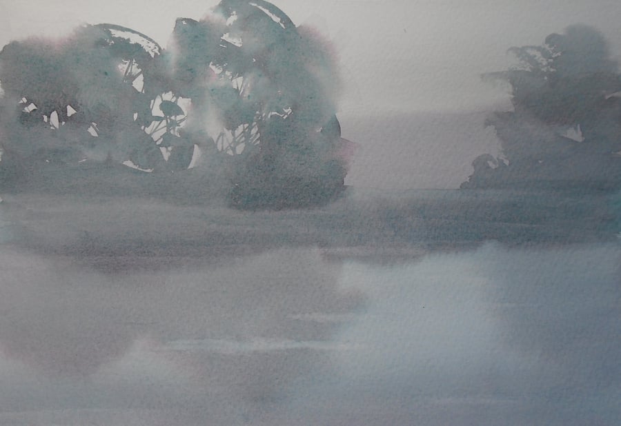 ingleby pond (Pure Original Watercolour) A4 size, watercolor, watercolour