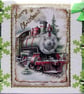 Hand Crafted Decoupage Chistmas Card - Merry Christmas (2716) - Steam Train