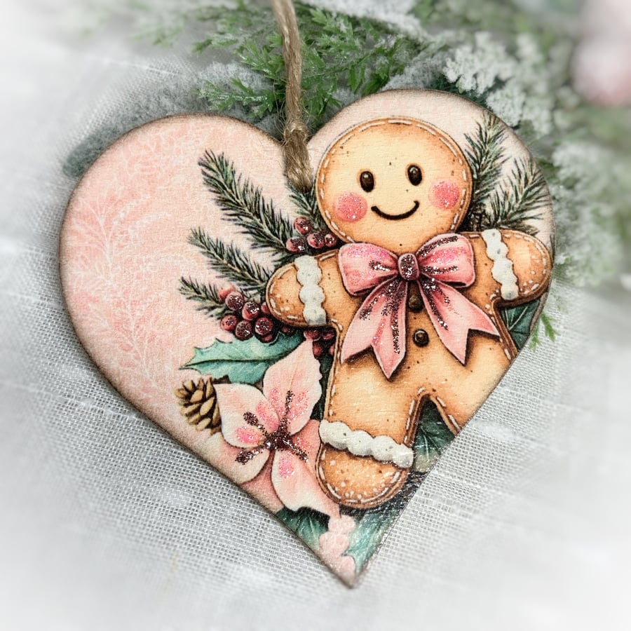 Pink Gingerbread Man Christmas Decoration