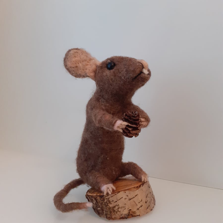Wood mouse character needle felted wool ooak 