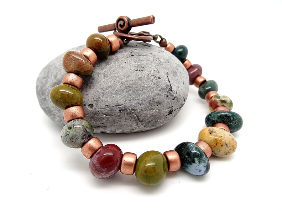  Jasper Bracelet, Jasper and Czech Glass bracelet 