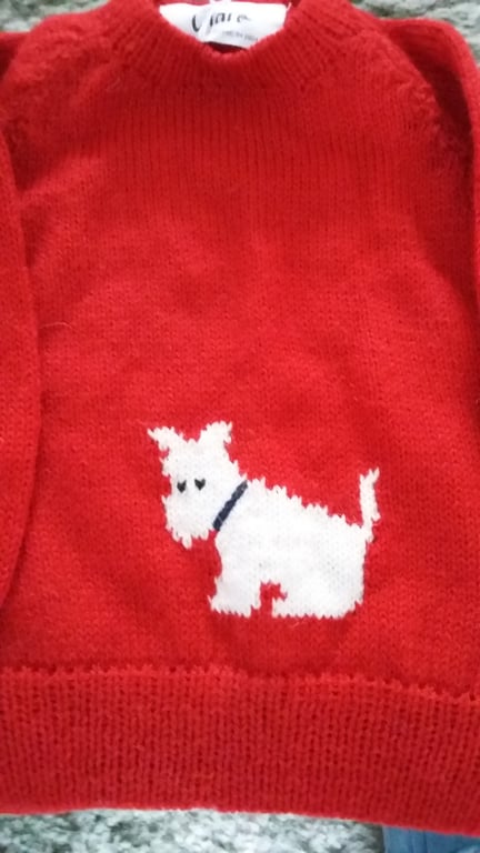 Scottie dog cardigan or jumper in machine wash wool or cotton