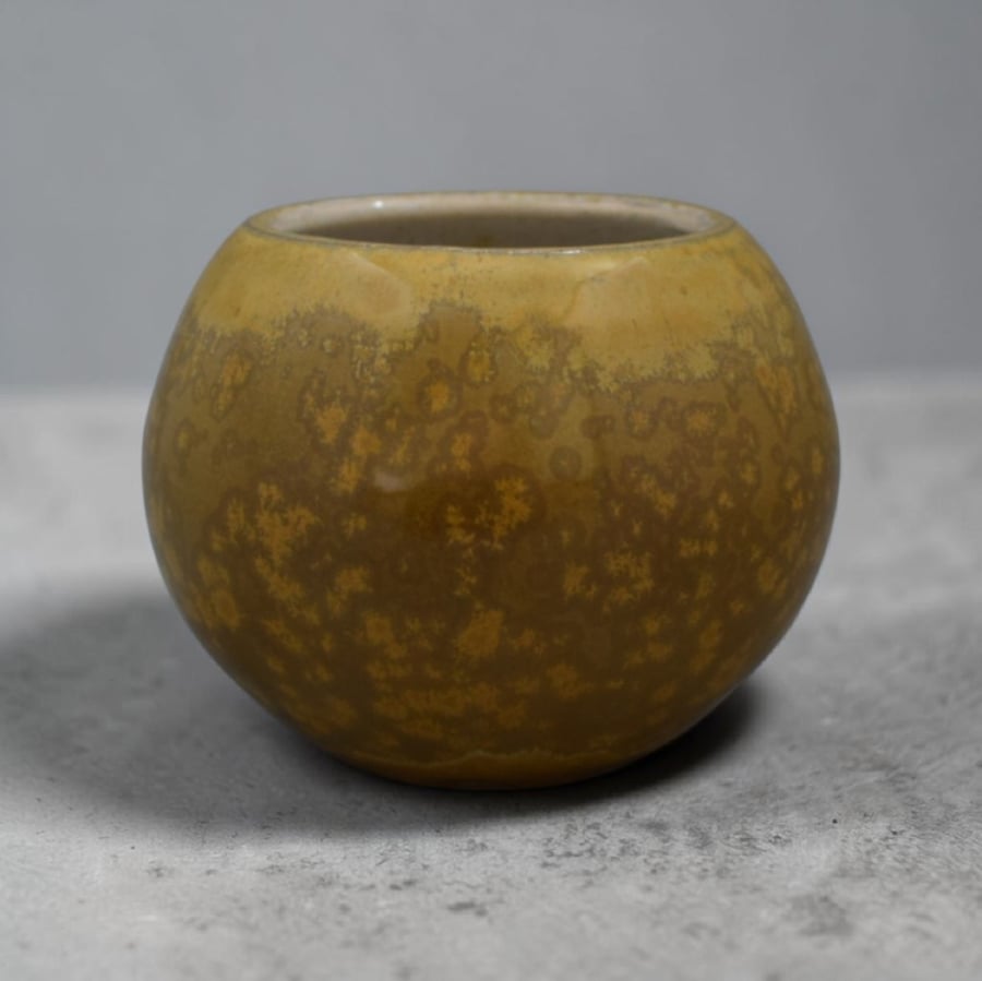 Handmade, wheel thrown bowl, toffee brown crystalline glaze 