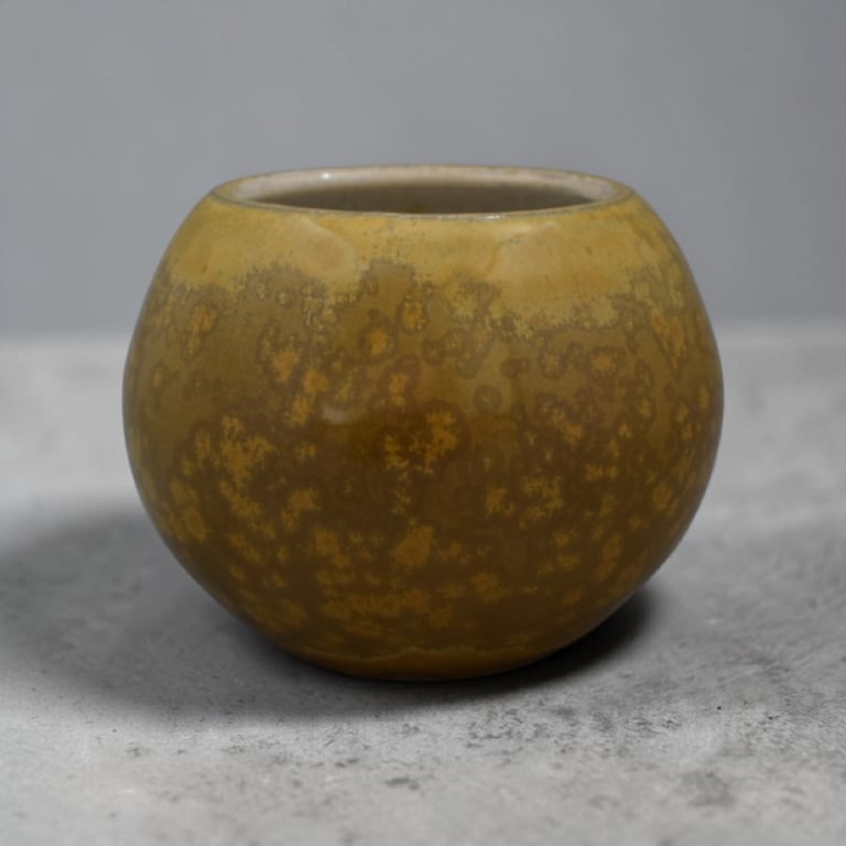 Handmade, wheel thrown bowl, toffee brown crystalline glaze 