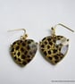 Statement faceted glass leopard print heart earrings - Image 4