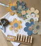 Blue and yellow floral dresser garland, made from recycled fabrics - Image 1