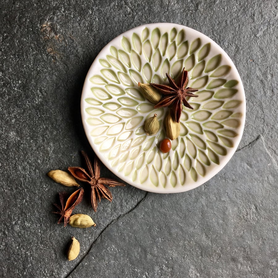 Porcelain bowl, dipping, olive bowl, pale green glaze The Porcelain Menagerie