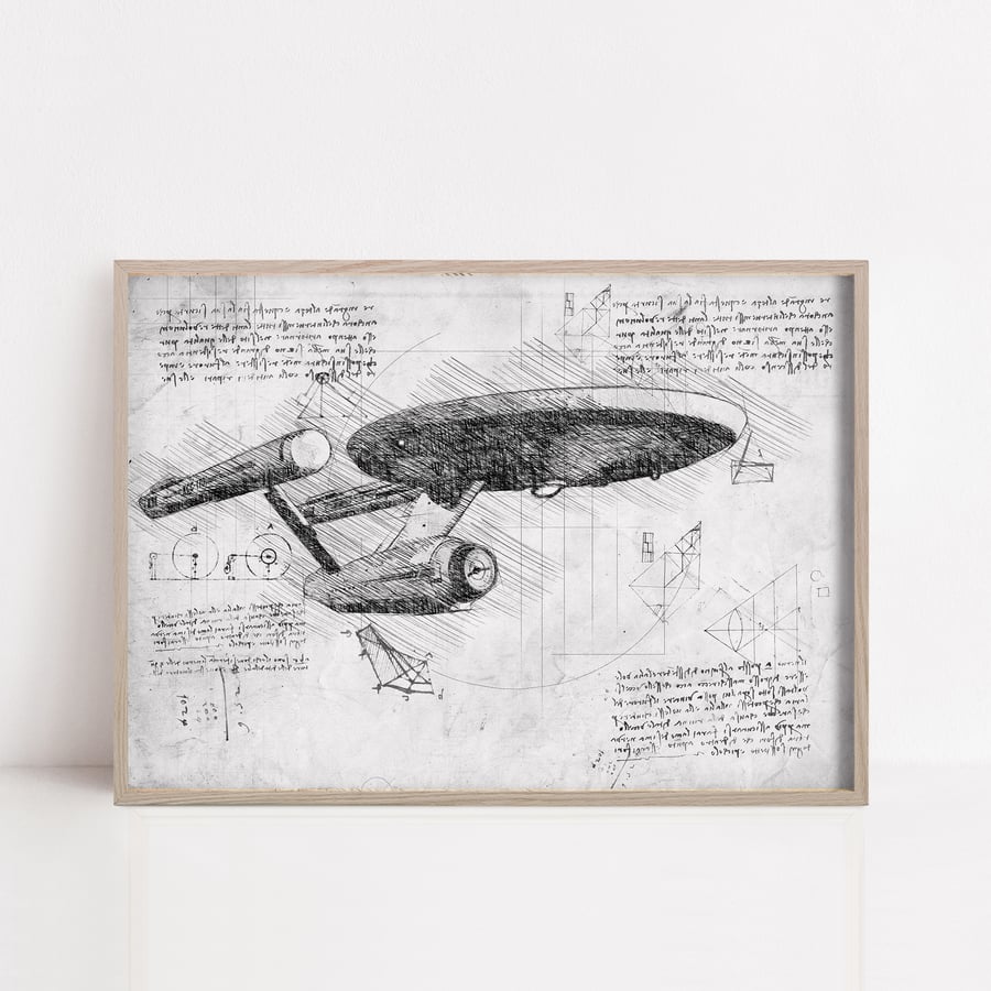 Star Trek The Original Series Black & White Da Vinci Style print