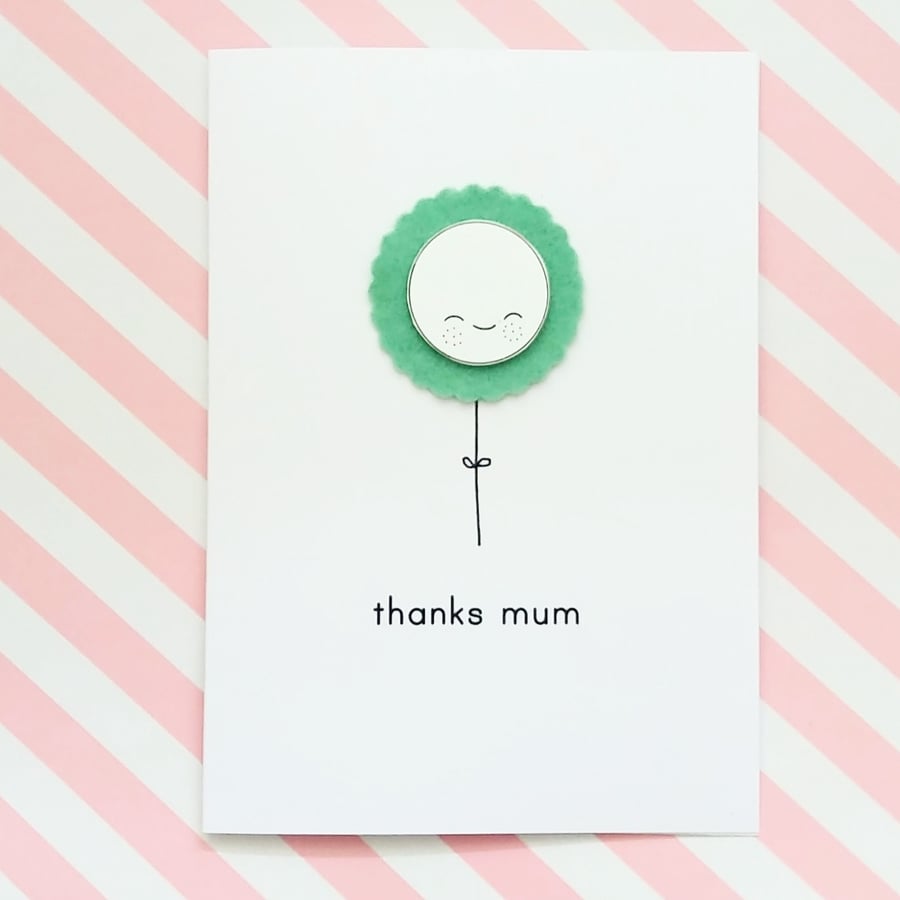 Thanks mum -  mint  - handmade mother's day card 