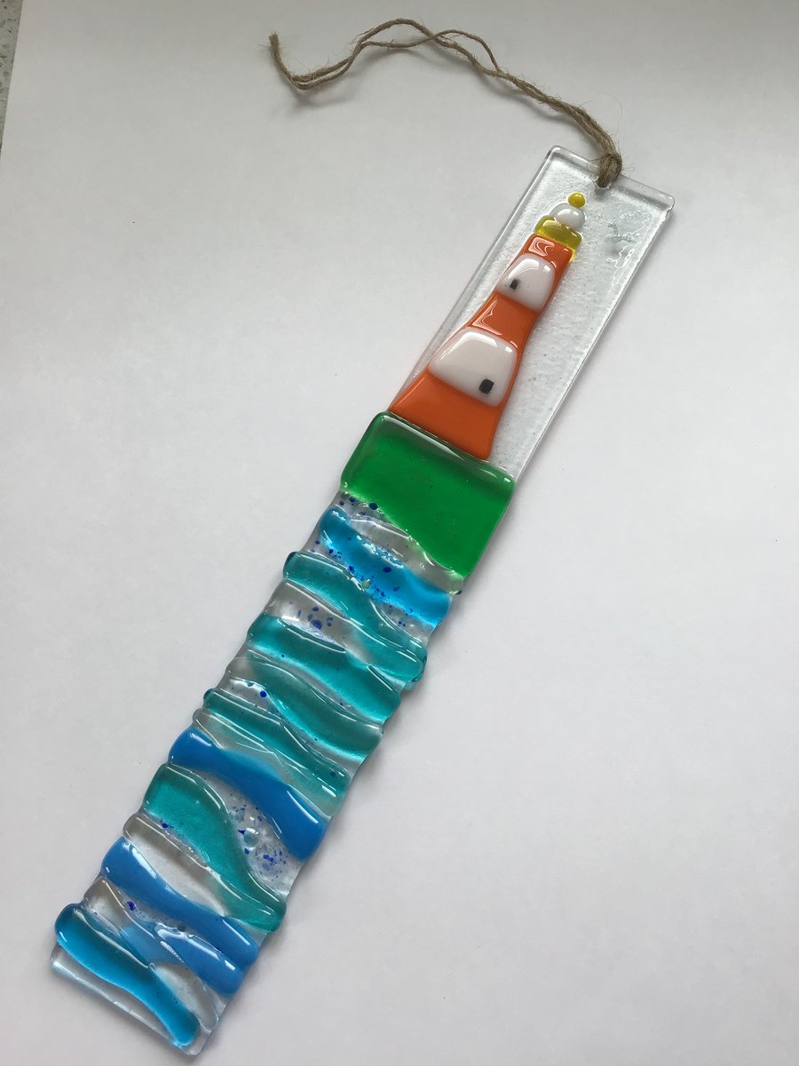 Long fused glass smeatons tower hanging decoration 