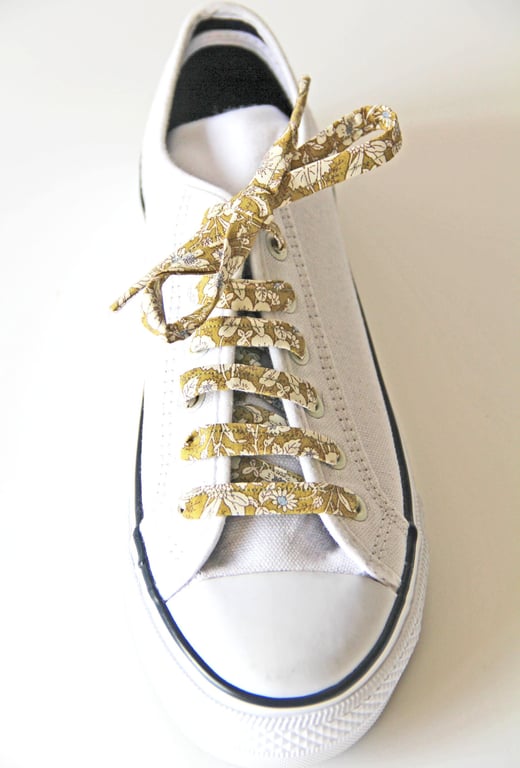 Olive Floral Cotton Shoelaces, Range of colours