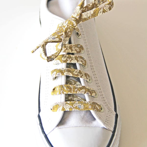 Olive Floral Cotton Shoelaces, Range of colours