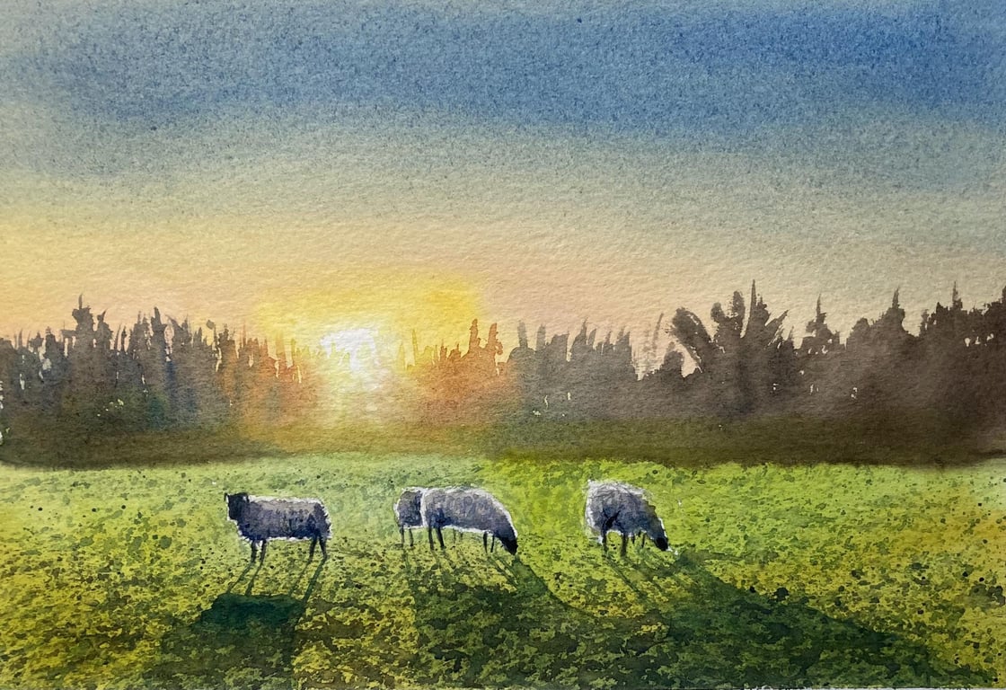 Sunset over seamer (Original Watercolour Paintings)  