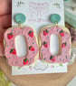 Handmade Cute Strawberry Heart Iced Biscuit doughnut Polymer Clay Earrings - Image 3