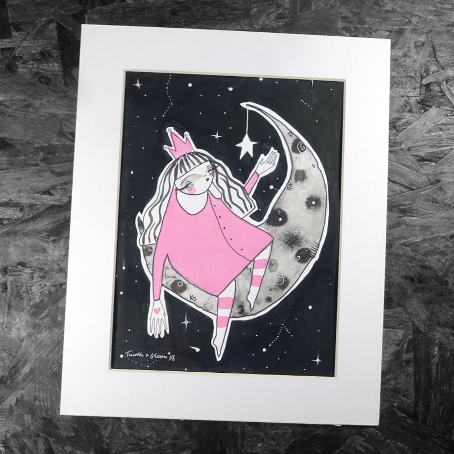 Girl on the Moon- Original Artwork by Twinkle & Gloom