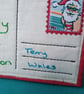 Santa Holiday Textile Postcard Decoration hand embroidered personalised message - Image 8