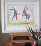 Hares Boxing original painting - Image 5