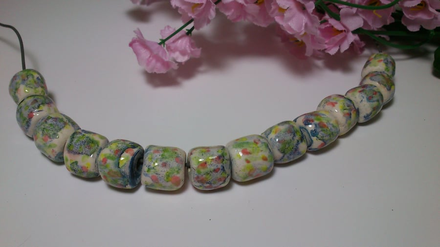 White ceramic glazed beads