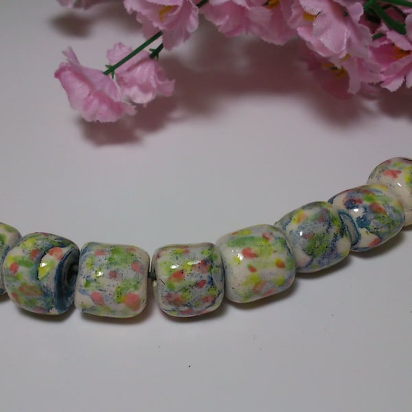 White ceramic glazed beads
