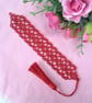 Red Cotton Bookmark, Handmade in Shuttle Tatting
