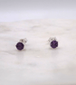 African Amethyst Facet 4mm Gemstone 6 Prong Facet Sterling Silver Stud Earrings. - Image 6