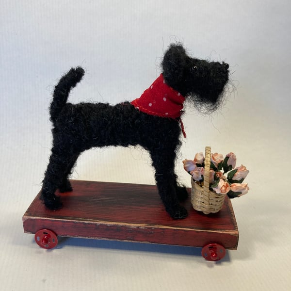 Terrier on a Trolley - Harry with Flowers