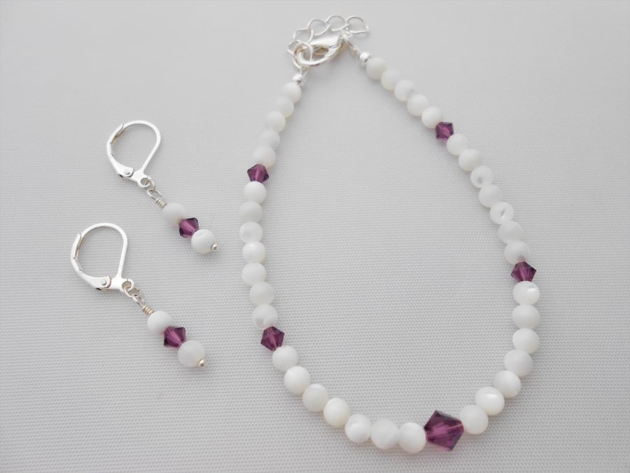 Pearl and purple crystal jewellery set 2019.