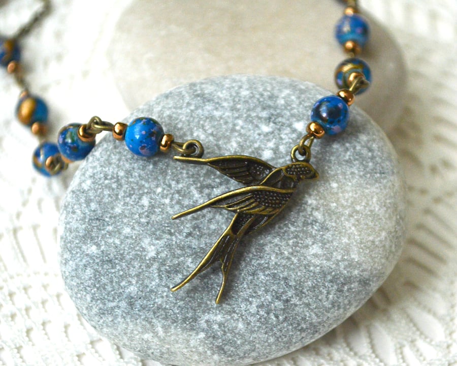 Beaded Bird Necklace