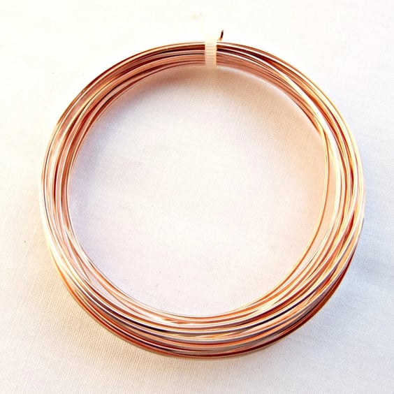 0.8mm Square Rose Gold Plated Copper Wire with a Non Tarnish Coating, 20 Gauge