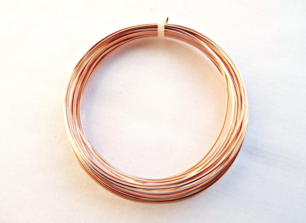 0.8mm Square Rose Gold Plated Copper Wire with a Non Tarnish Coating, 20 Gauge