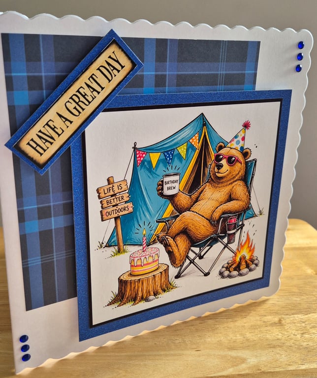 Handmade Camping Scene Birthday Card