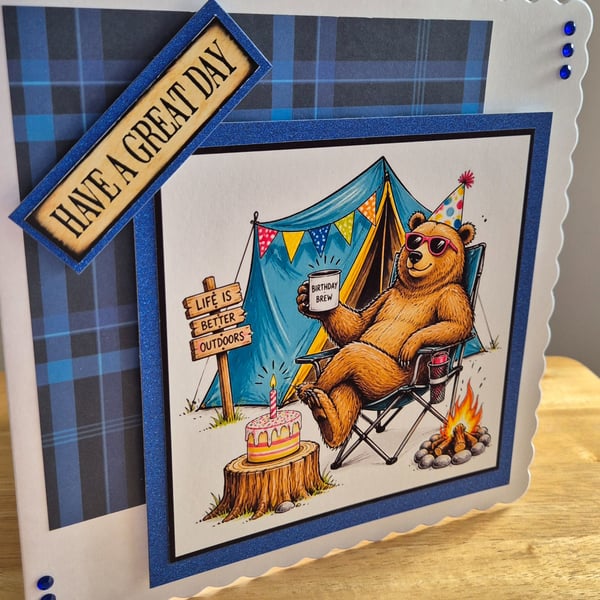 Handmade Camping Scene Birthday Card