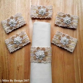 Set of Six Vintage Style Napkin Rings