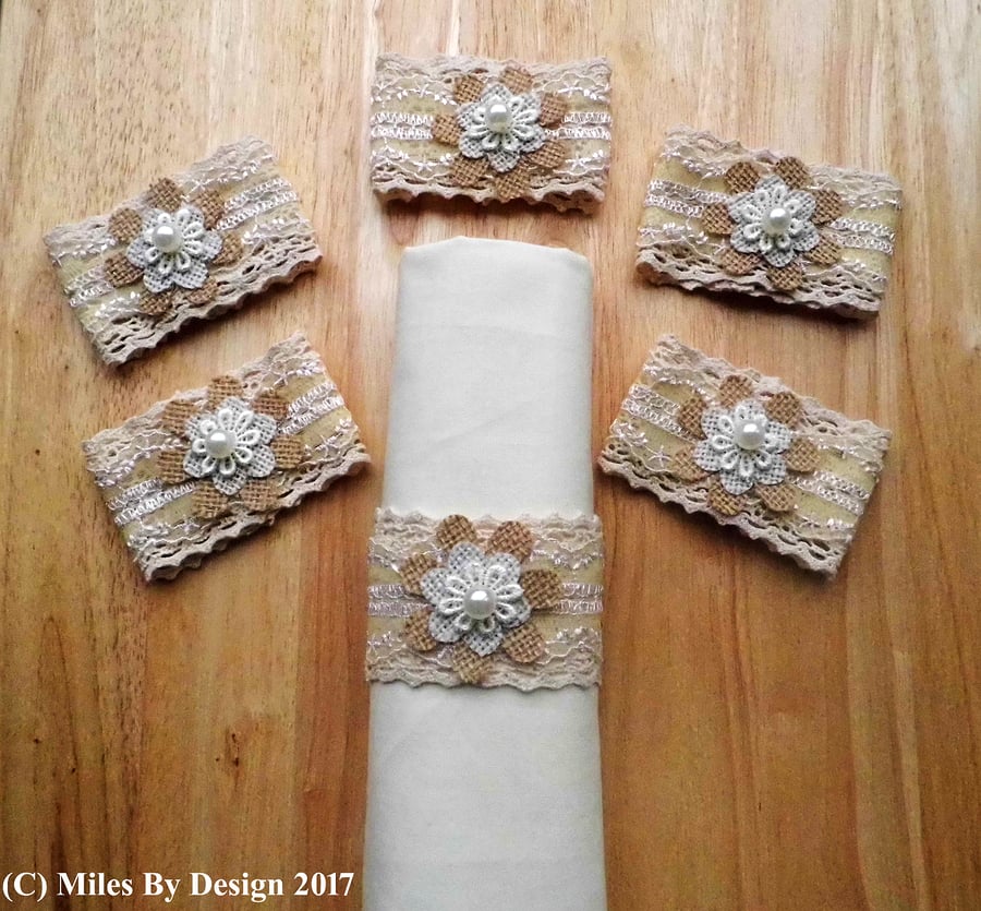 Set of Six Vintage Style Napkin Rings