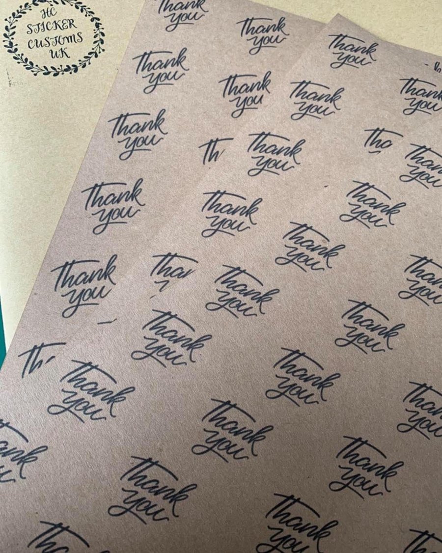 10 Sheets of Thank You Brown Paper A4