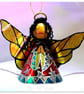 Small: Tin Angel Christmas Tree decoration ( Red)  - Image 1