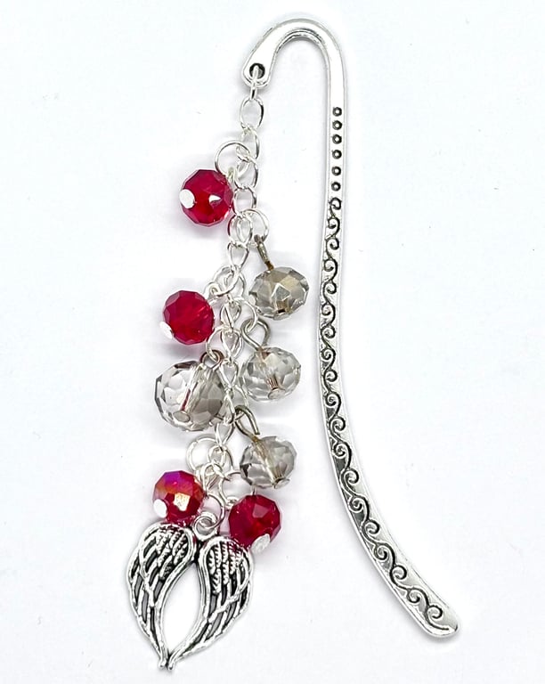  Bookmark With Crystal Beads and Guardian Angel Wing Charm