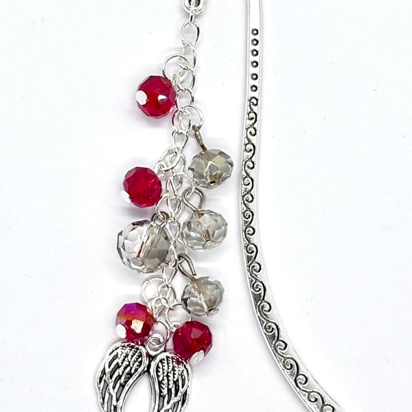  Bookmark With Crystal Beads and Guardian Angel Wing Charm