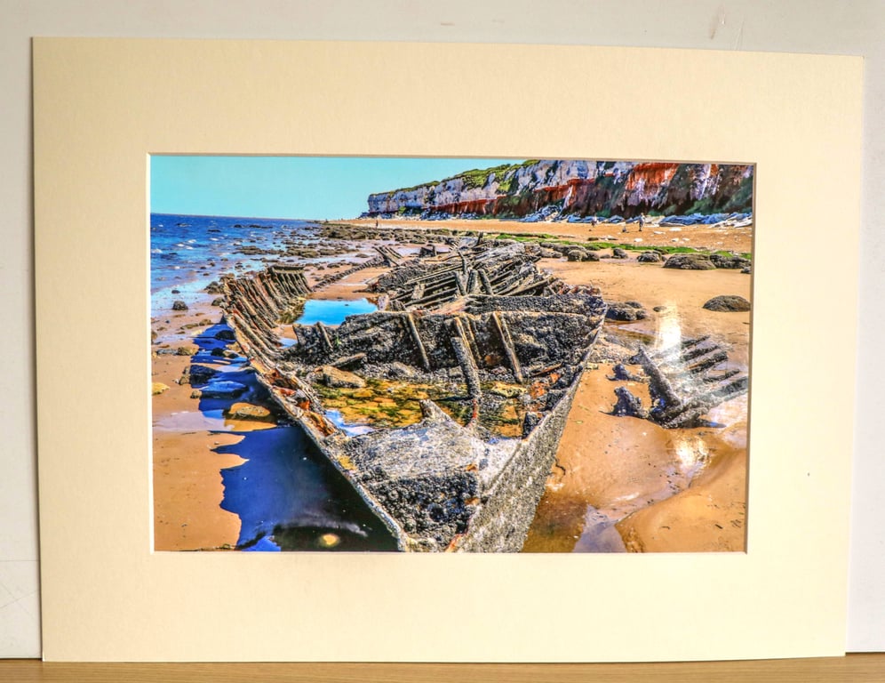 Norfolk Coastal Photography  -Old  Hunstanton Wreck - Mounted Photograph