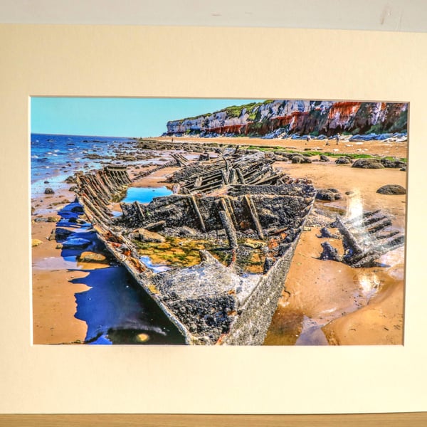 Norfolk Coastal Photography  -Old  Hunstanton Wreck - Mounted Photograph