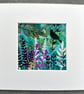 Midnight Garden - Original Mixed Media Bird & Botanical Artwork - Image 1
