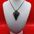 Mokume gane polymer clay pendant necklace handmade jewellery in a diamond shape 