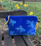 Royal Blue Koi Fish Velvet Makeup Bag - Image 4