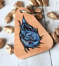 The Water Dragon. Chunky pyrography key ring.